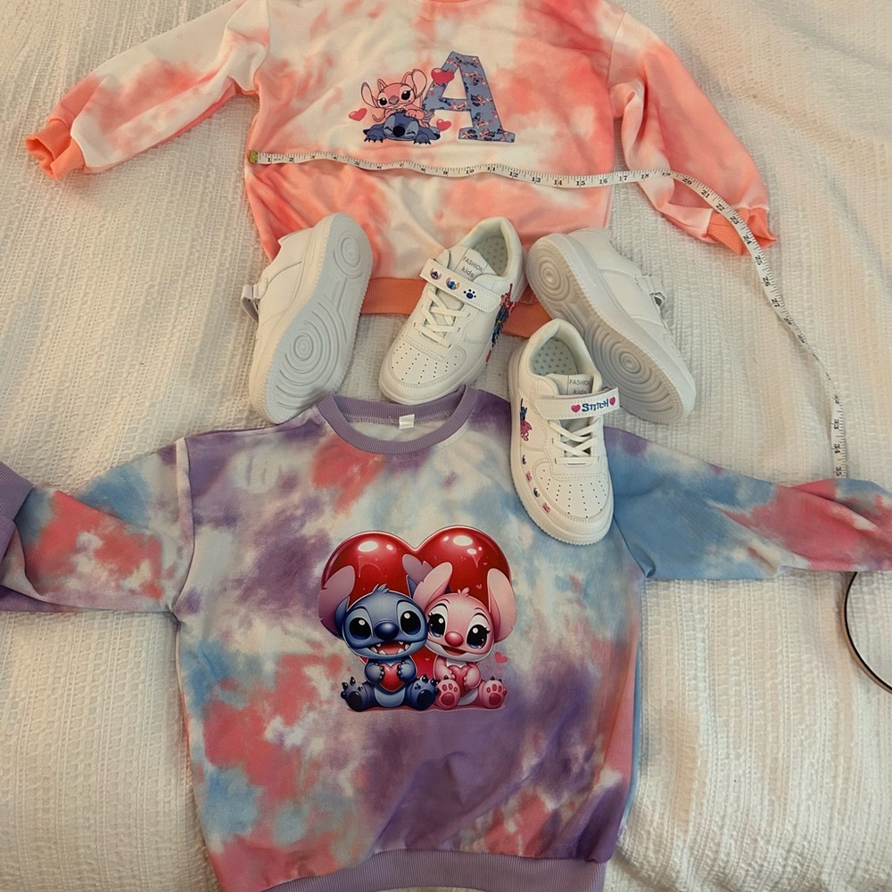 Casual Wear Stitch Sneakers 1.5 (or2) and light weight sweatshirt 4t